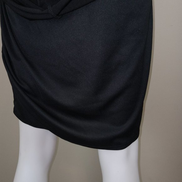 Emma & Michele Women's Halter Maxi Dress Size 14 Black Gold Chain Faux Wrap - Picture 8 of 11